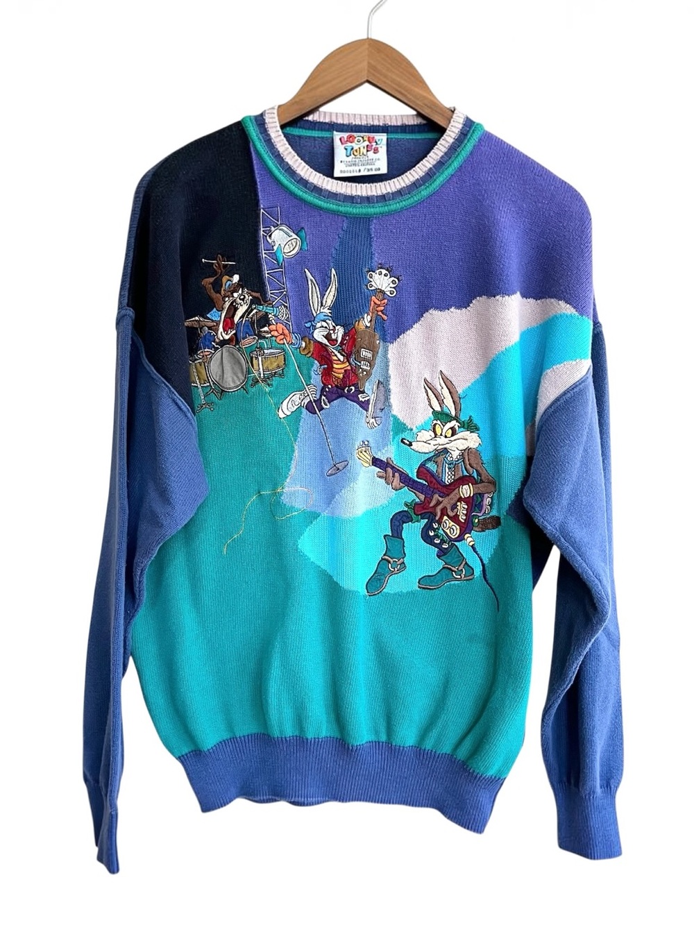 Vintage Looney Tunes Limited Edition Sweater Bugs Bunny Wile E Coyote Band L